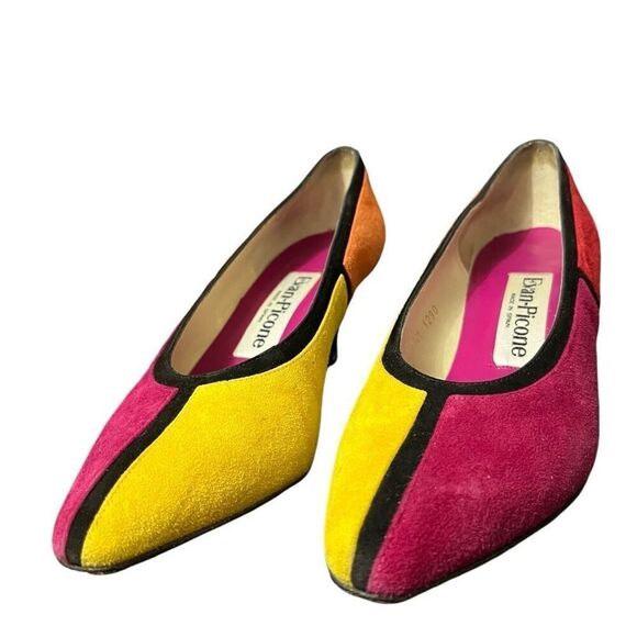 VNTG 80’s Designer Evan Picone Made in Spain Color Block Pumps Size 6.5 - Picture 5 of 5